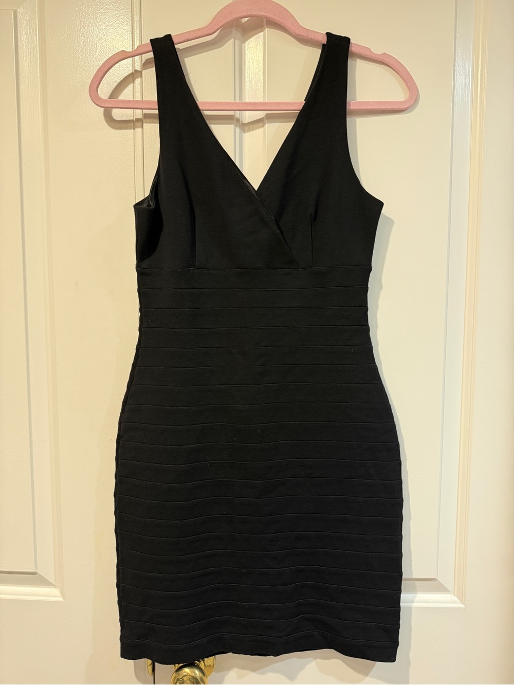 Express Black V-Neck Bandage Mini Dress
